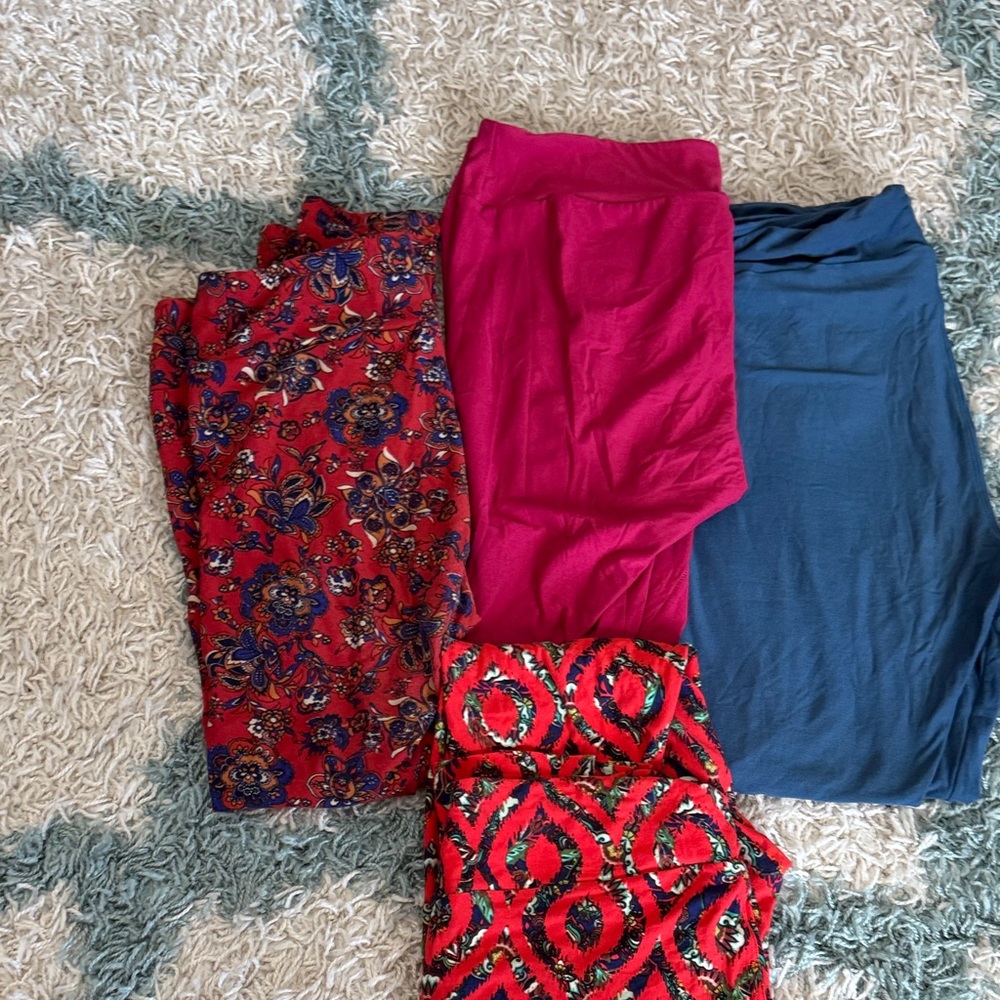 LuLaRoe Vibrant leggings Collection in Red, Pink, and Blue